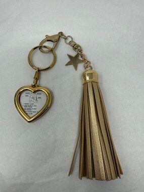 Vintage Heart Photo Locket Keychain Gold Tassel Star Bag Charm Y2K handbag style